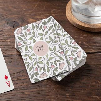 Delicate Floral Custom Monogram Playing Cards