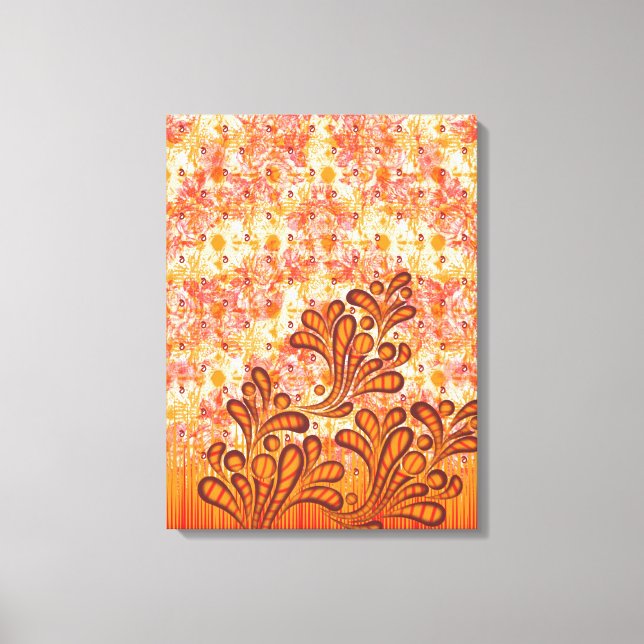 Delicate Floral Design on Beige Textured Canvas Print (Front)