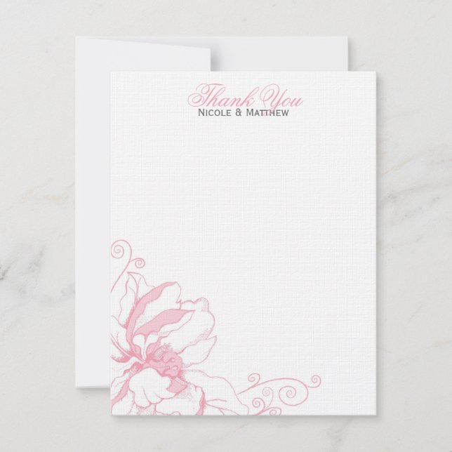 Delicate Floral Flat Wedding Thank You Notes Invitation (Front)