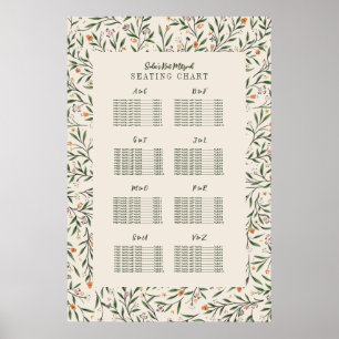 Delicate Floral Frame Seating Chart by Last Name