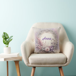 Delicate Floral Frame With Lace Details Cushion
