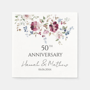 Delicate Floral Garden Any Anniversary  Napkin