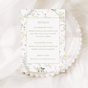 Delicate Floral Garden Wedding Details Enclosure Card