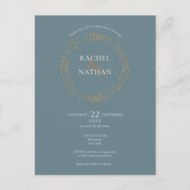 Delicate Floral Garland | Couples Shower Announcement Postcard (Front)