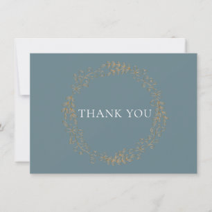 Delicate Floral Garland Faux Gold Foil Thank You Card