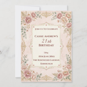 Delicate Floral Greenery Wreath Birthday Invitatio Invitation