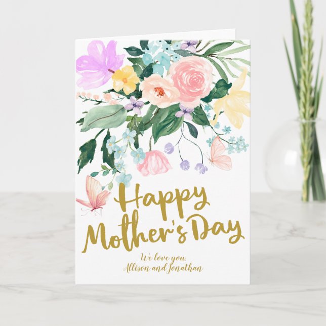 Delicate Floral Happy Mothers Day Holiday Card (Front)