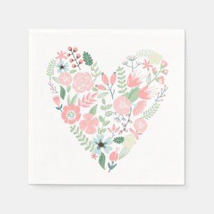 Delicate Floral Heart Napkin