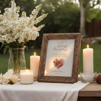 Delicate Floral Heart Wedding Memorial Table Poster
