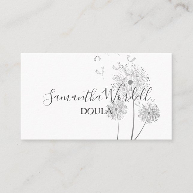 Delicate Floral Illustration Doula Birth Midwife Business Card (Front)