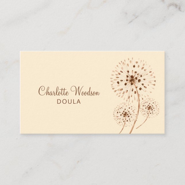 Delicate Floral Illustration Doula Birth Midwife  Business Card (Front)