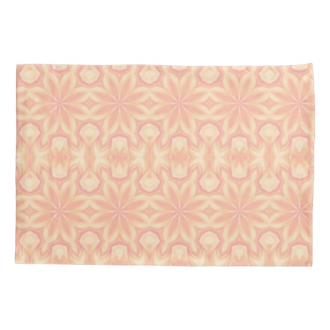 Delicate floral kaleidoscope pink yellow shape pillowcase (Back)