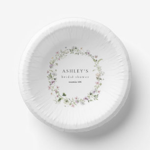 Delicate Floral Lavender Bridal Shower Paper Plate