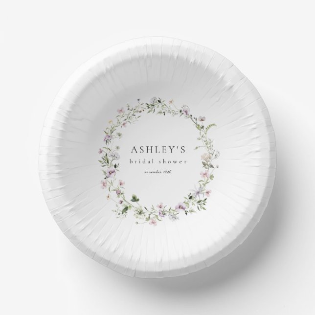 Delicate Floral Lavender Bridal Shower Paper Plate (Front)