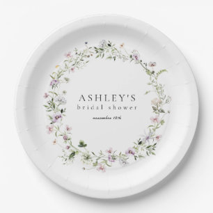 Delicate Floral Lavender Bridal Shower Paper Plate