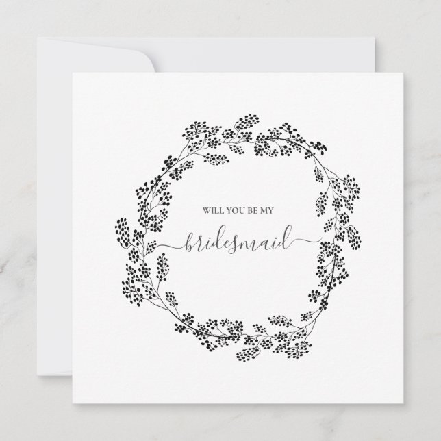 Delicate Floral Modern Bridesmaid Wedding Invitation (Front)