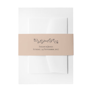 Delicate Floral Monochrome Wedding Invitation Belly Band