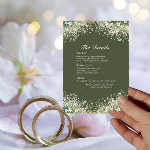 Delicate Floral on Olive Green Details Card