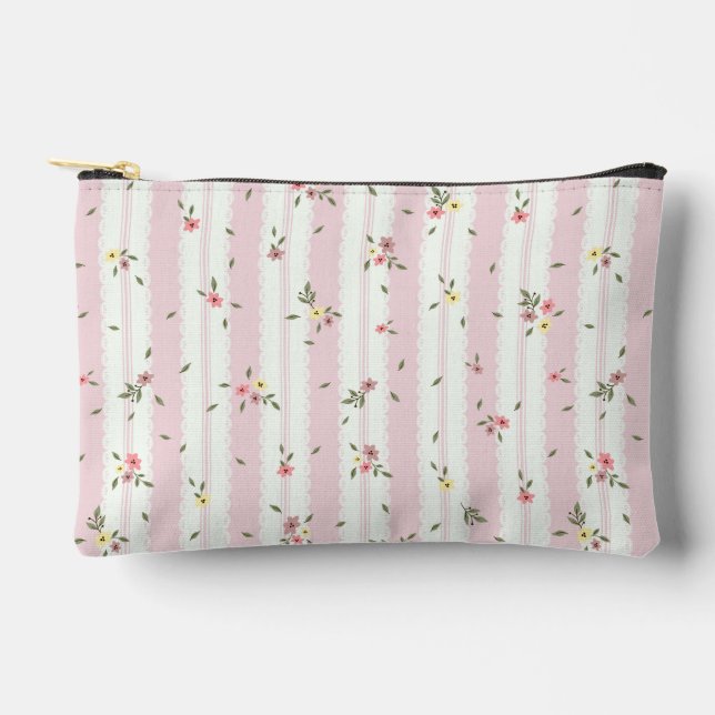 Delicate Floral Pattern Accessory Pouch (Front)