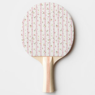 Delicate Floral Pattern Back Solid Pink Ping Pong Paddle