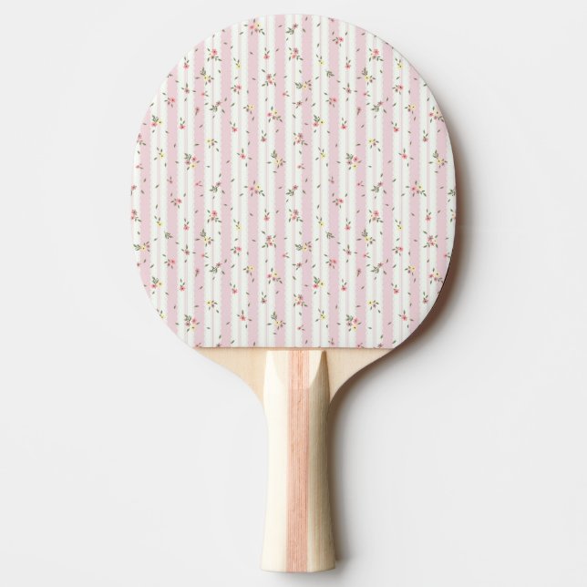 Delicate Floral Pattern Back Solid Pink  Ping Pong Paddle (Front)