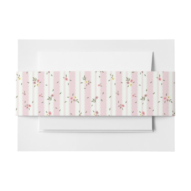 Delicate Floral Pattern  Invitation Belly Band (Front Example)