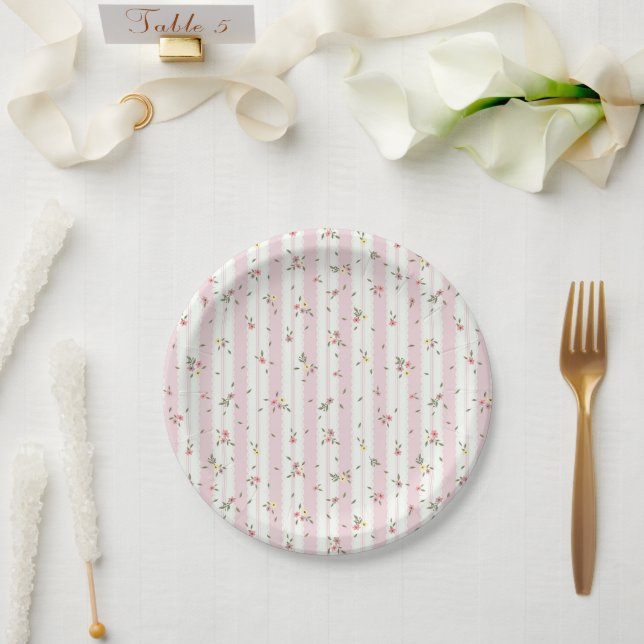 Delicate Floral Pattern Paper Plates (Wedding)
