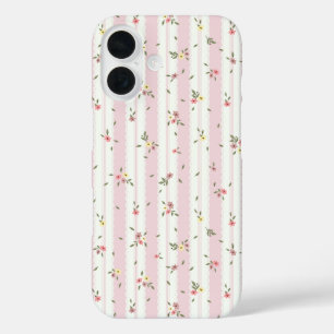 Delicate Floral Pattern Pink iPhone 16 Case