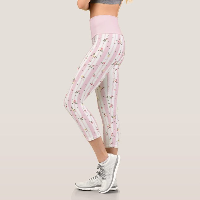 Delicate Floral Pattern Pink Leggings (Left)