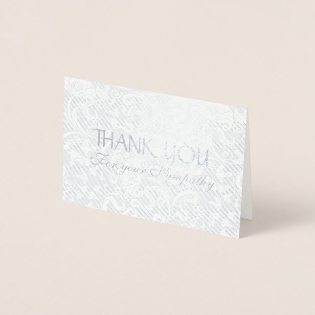 Delicate Floral Pattern Sympathy Thank You Foil C Foil Card (Front)