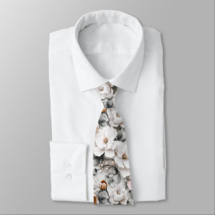 Delicate floral pattern. White flowers on a light  Tie