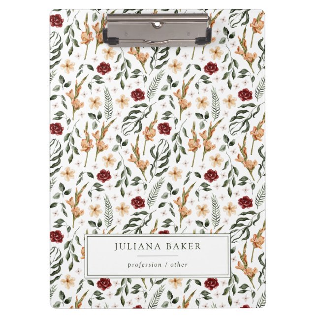 Delicate Floral Personalised Clipboard (Front)
