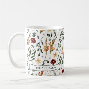 Delicate Floral Personalised Coffee Mug