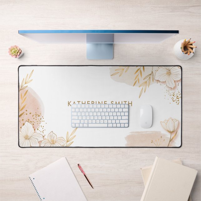 Delicate Floral Personalised Desk Mat (Office 1)