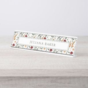 Delicate Floral Personalised Desk Name Plate