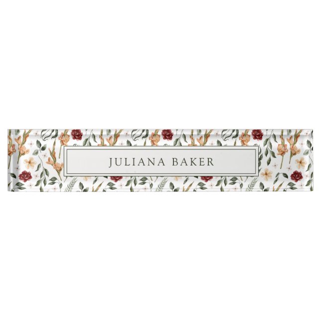 Delicate Floral Personalised Nameplate (Front)