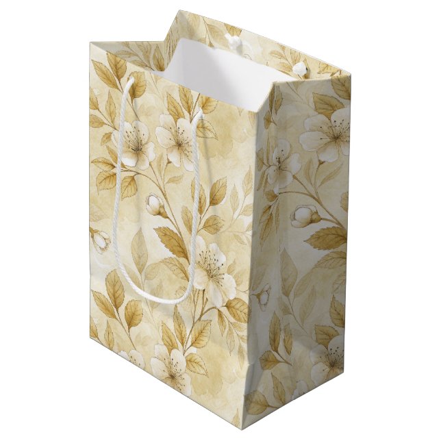 Delicate Floral Print Gift Bag (Front Angled)