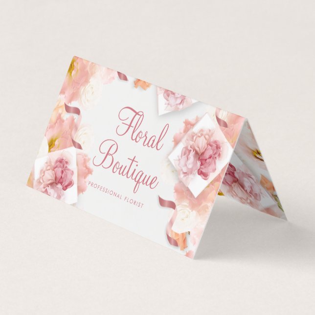 Delicate Floral Professional Florist Business Business Card (Front)