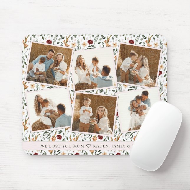 Delicate Floral Scrapbook Style Mother's Day Mouse Mat (With Mouse)