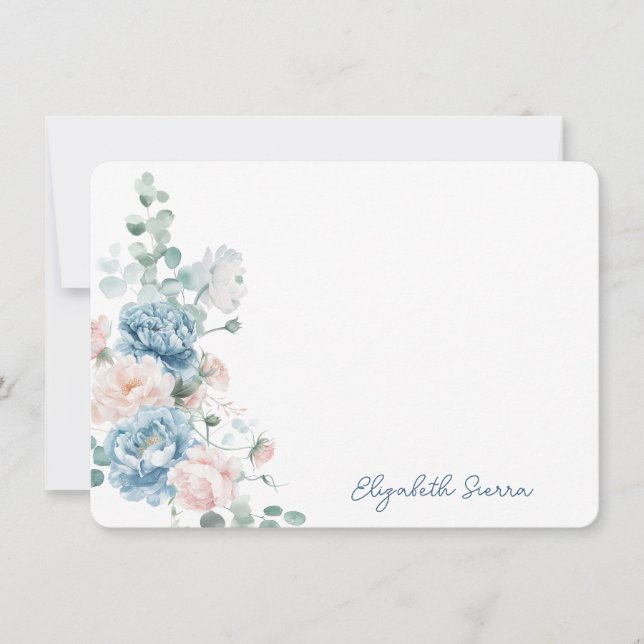 Delicate Floral Script Stationery Note Card (Front)