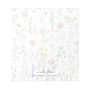 Delicate Floral Spring Summer Wildflowers Name Notepad