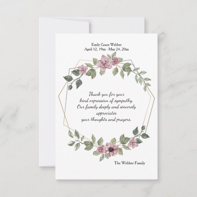Delicate Floral Sympathy Thank You Card (Front)