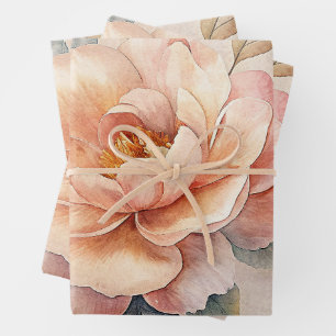 Delicate Floral Vintage Inspired Pastel Watercolor Wrapping Paper Sheet
