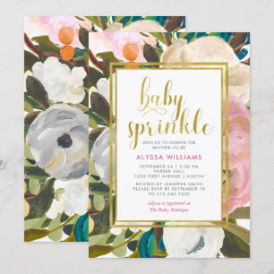 Delicate Floral Watercolor   Baby Sprinkle Invitation