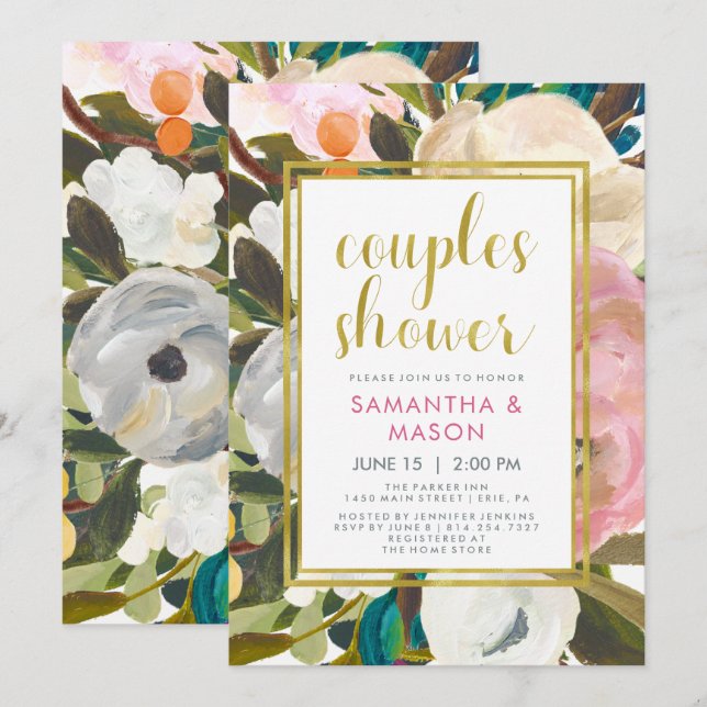 Delicate Floral Watercolor | Couples Shower Invitation (Front/Back)