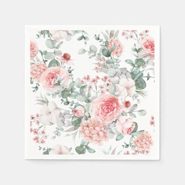 Delicate floral watercolor Paper Napkin. Napkin (Front)