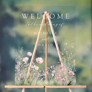 Delicate Floral Wedding Acrylic Sign