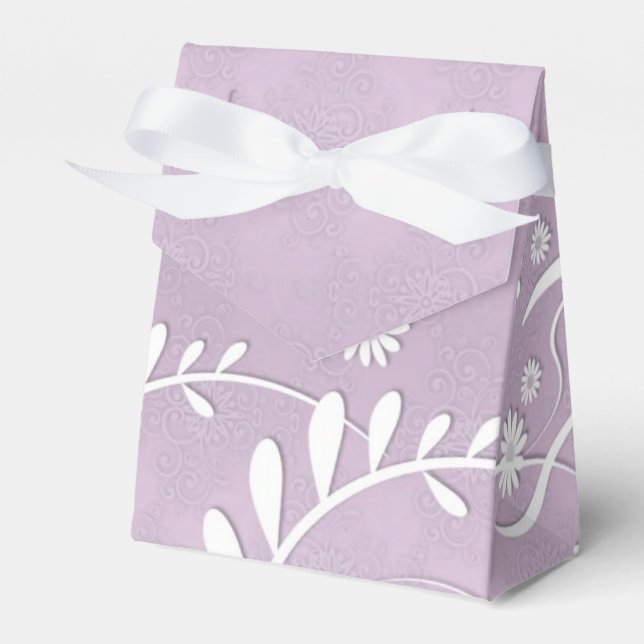 Delicate Floral Wedding Favour Box Lavender (Front Side)