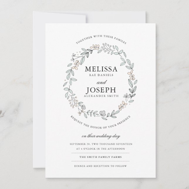Delicate Floral Wedding Invitation (Front)