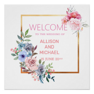 Delicate floral wedding poster
